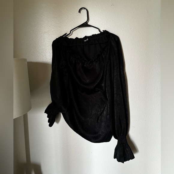 SHEIN | Asymmetrical Neck Flounce Sleeve Top - Picture 6 of 7